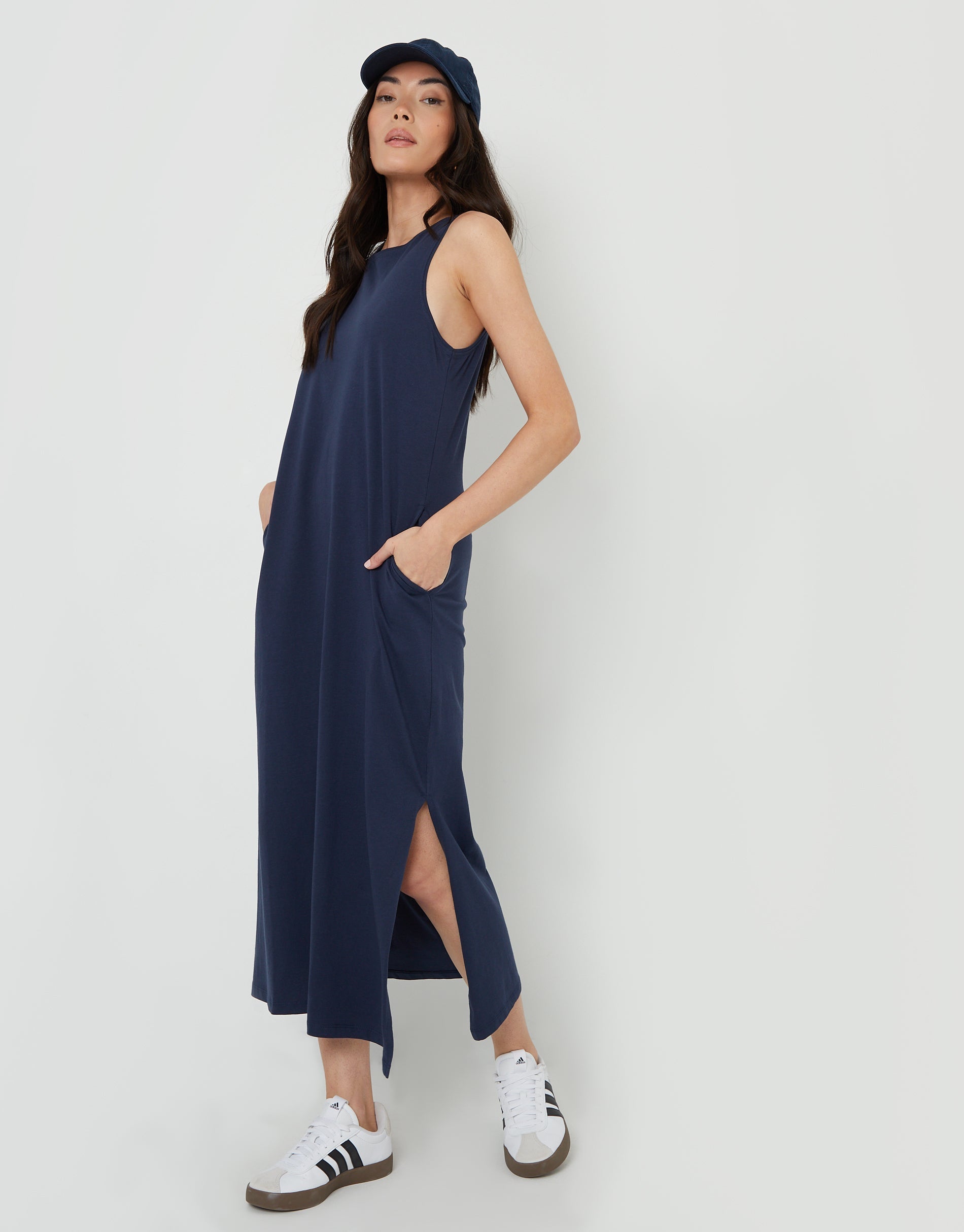 TBLA09293LadiesSueSleevelessJerseyMidiDress-Navy_B