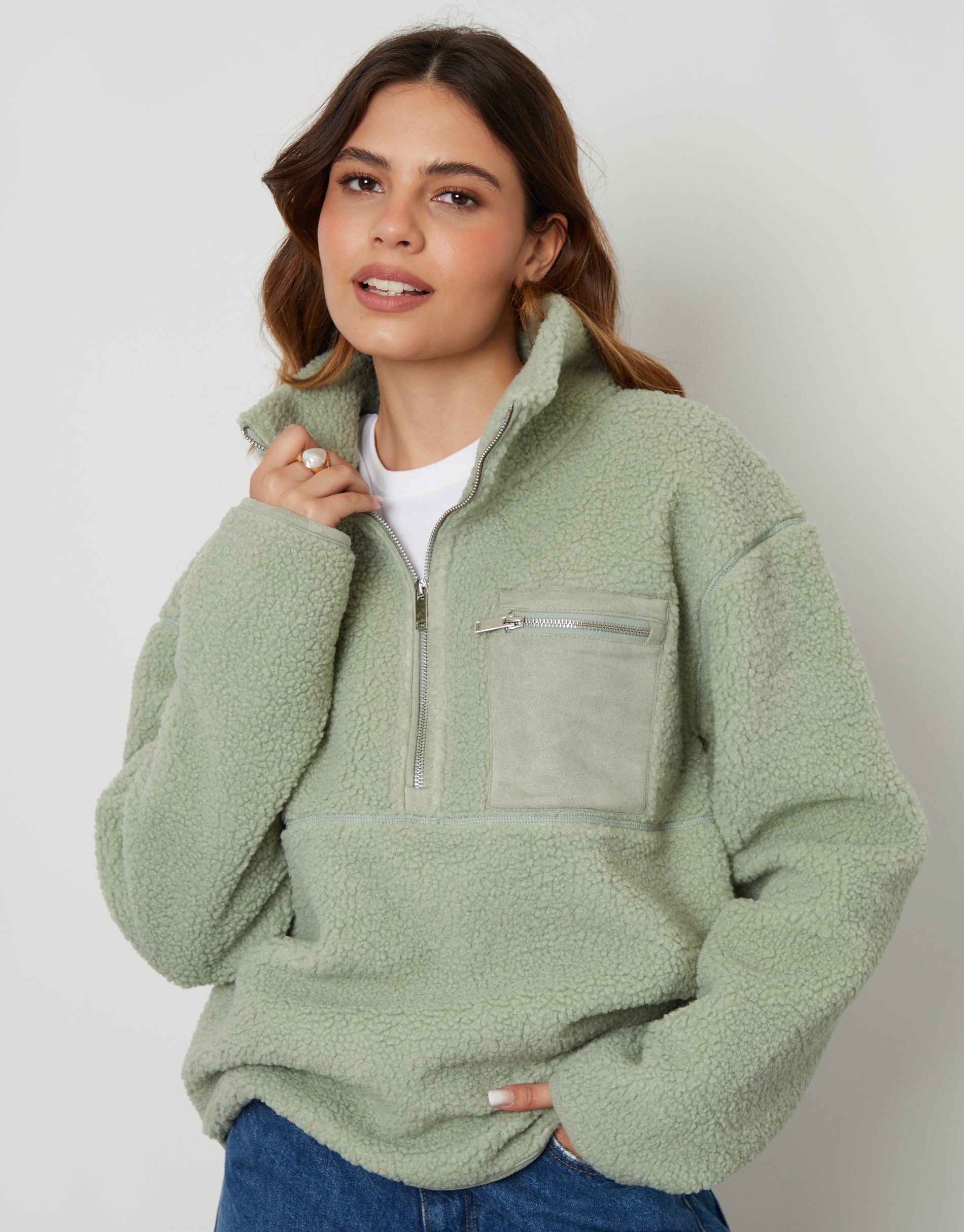 TBLF09574ALadiesSianOverheadBorgHalfZipFleece-Sage_A