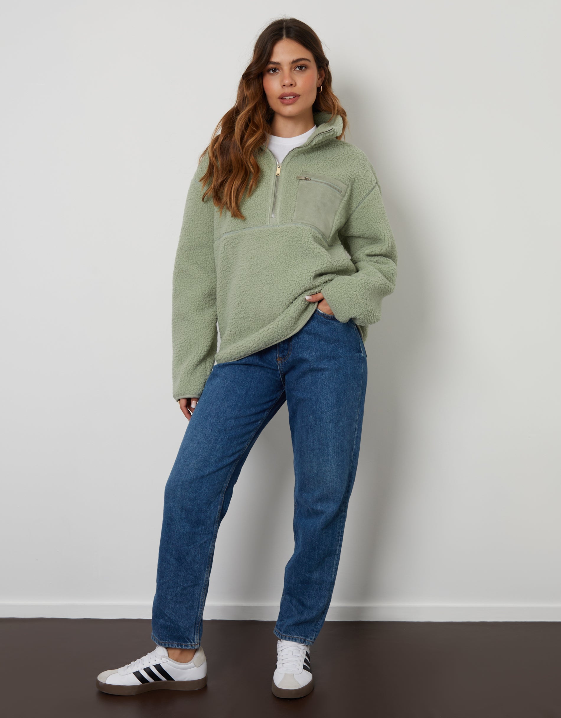 TBLF09574ALadiesSianOverheadBorgHalfZipFleece-Sage_C